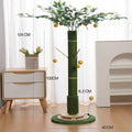 Decorative tree-shaped cat scratching post, green sisal, with hanging ball toys